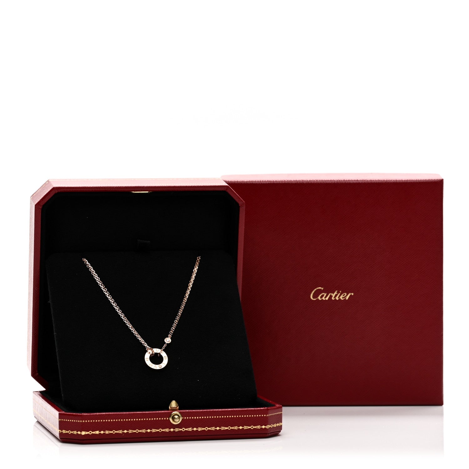 Cartier 18K Pink Gold 2 Diamond LOVE Necklace 5 of 5