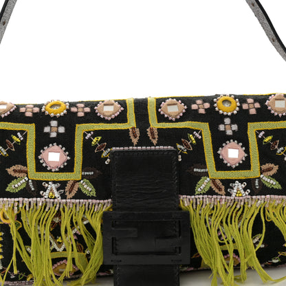 Fendi Satin Beaded Baguette Black Multicolor 6 of 14