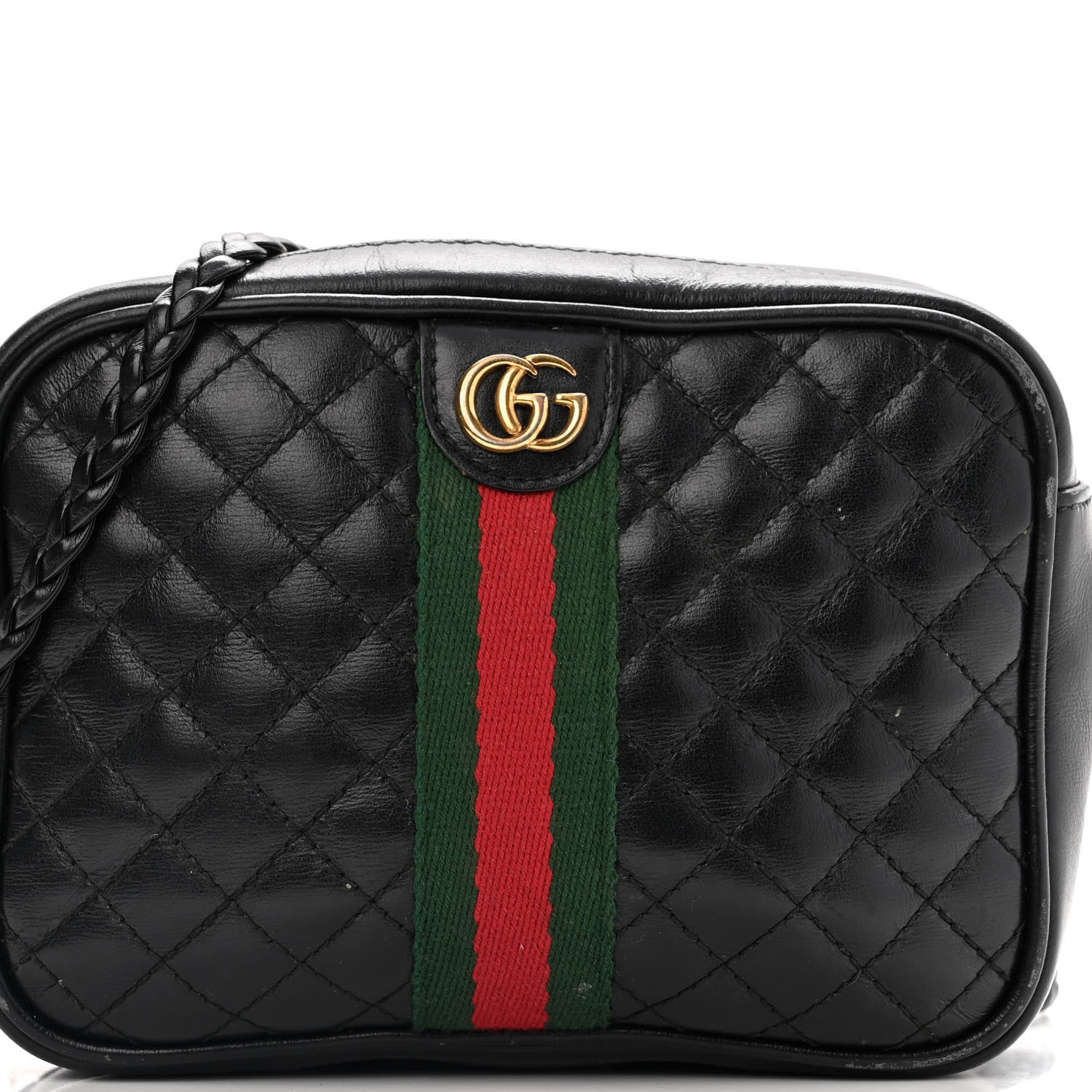 Gucci Calfskin Trapuntata Web Mini GG Shoulder Bag Black 6 of 16