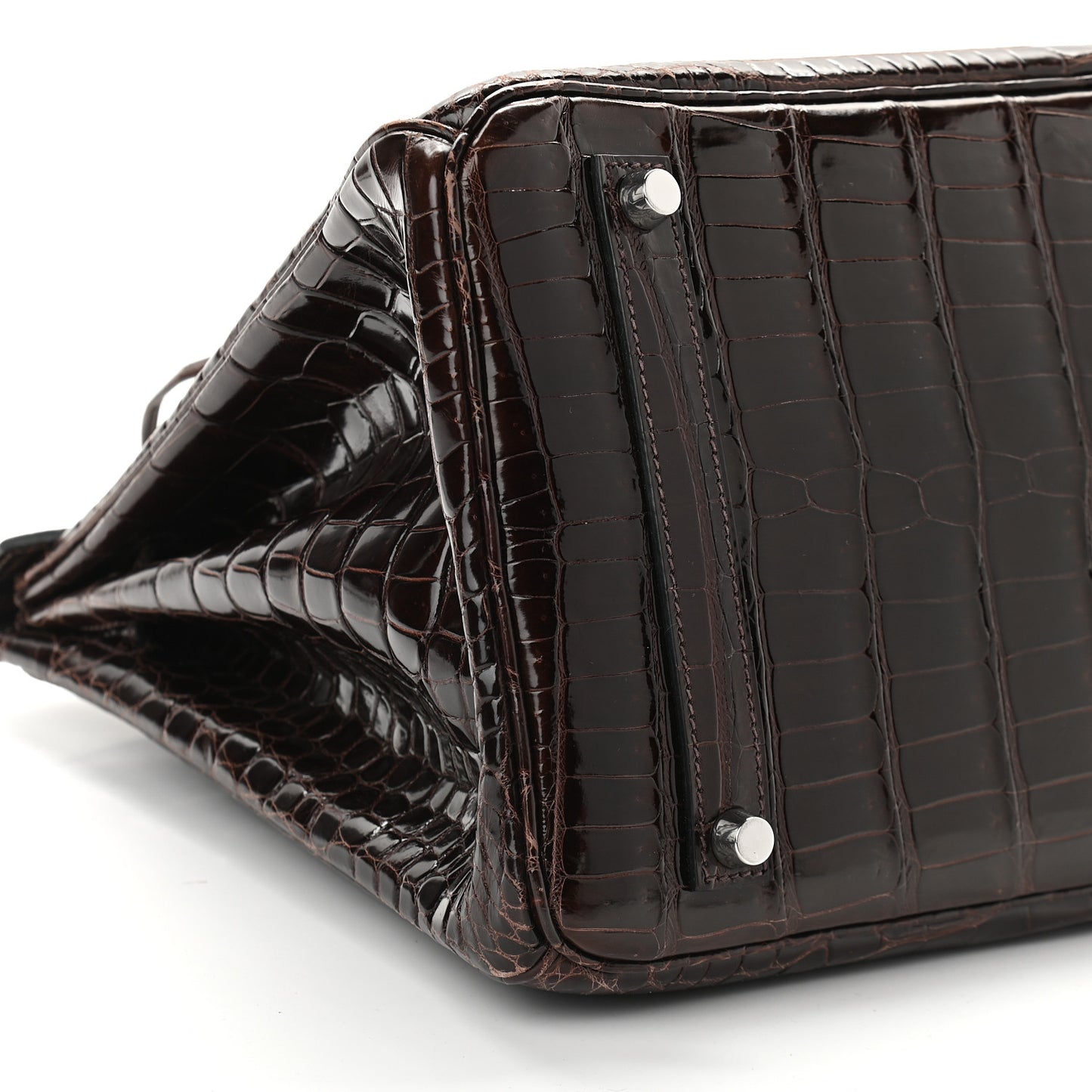 Shiny Porosus Crocodile Birkin 35 Cocoan