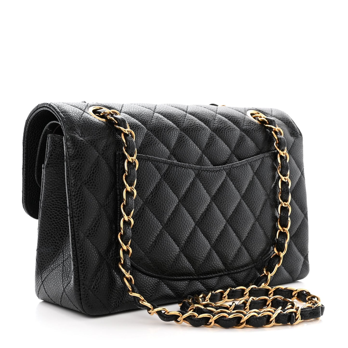 Caviar Quilted Small Double Flap Black