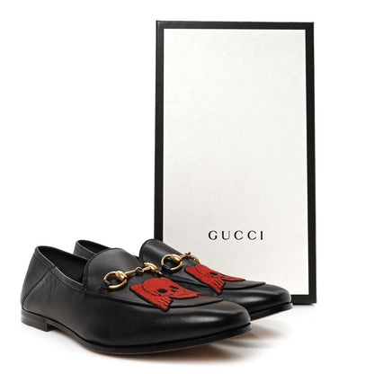 Gucci Lambskin Skull Embroidered Mens Brixton Horsebit Loafers 8.5 Black 10 of 10