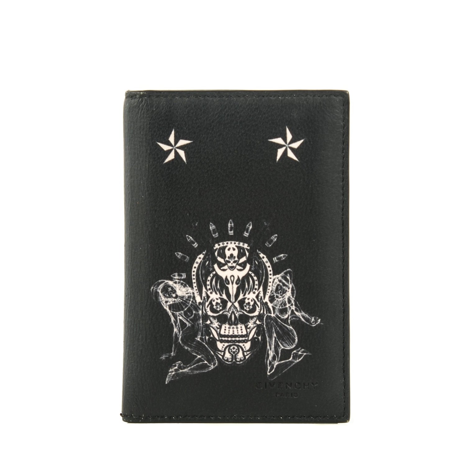 Lambskin Elmerinda Folding Card Case Black