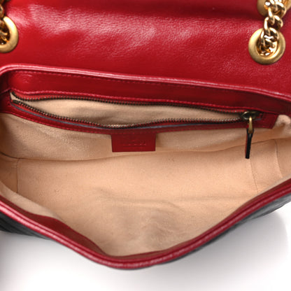 Gucci Vintage Effect Calfskin Matelasse Diagonal Small Torchon GG Marmont Shoulder Bag Black Romantic Cherry 5 of 11