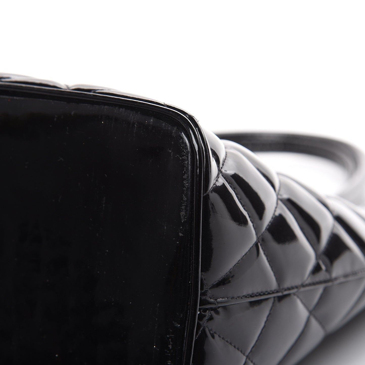 Patent Quilted Medallion Tote Black