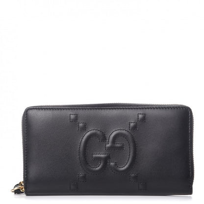 Gucci Apollo Calfskin GG Dadini Embroidered Zip Around Wallet Black 1 of 8