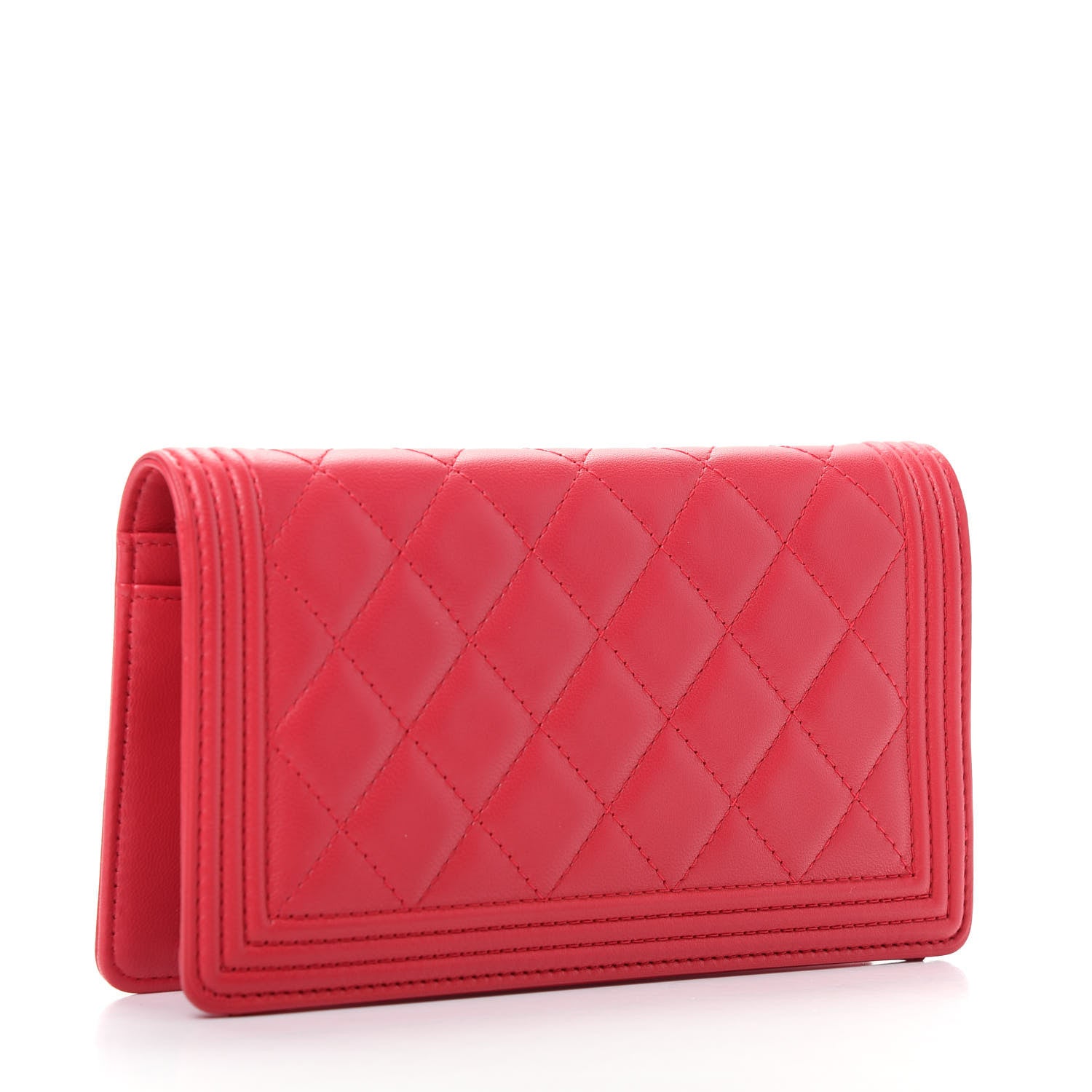 Chanel Lambskin Quilted Boy Yen Wallet Pink 3 of 9