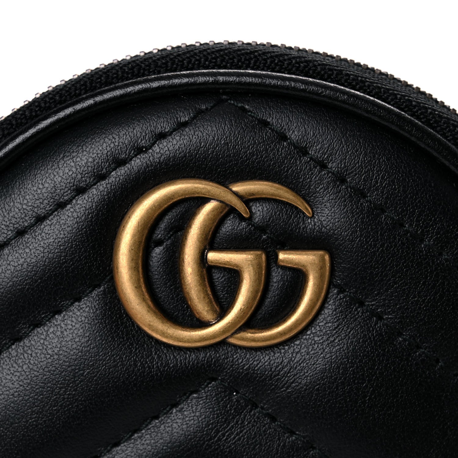 Gucci Calfskin Matelasse GG Marmont Round Coin Purse Black 8 of 9