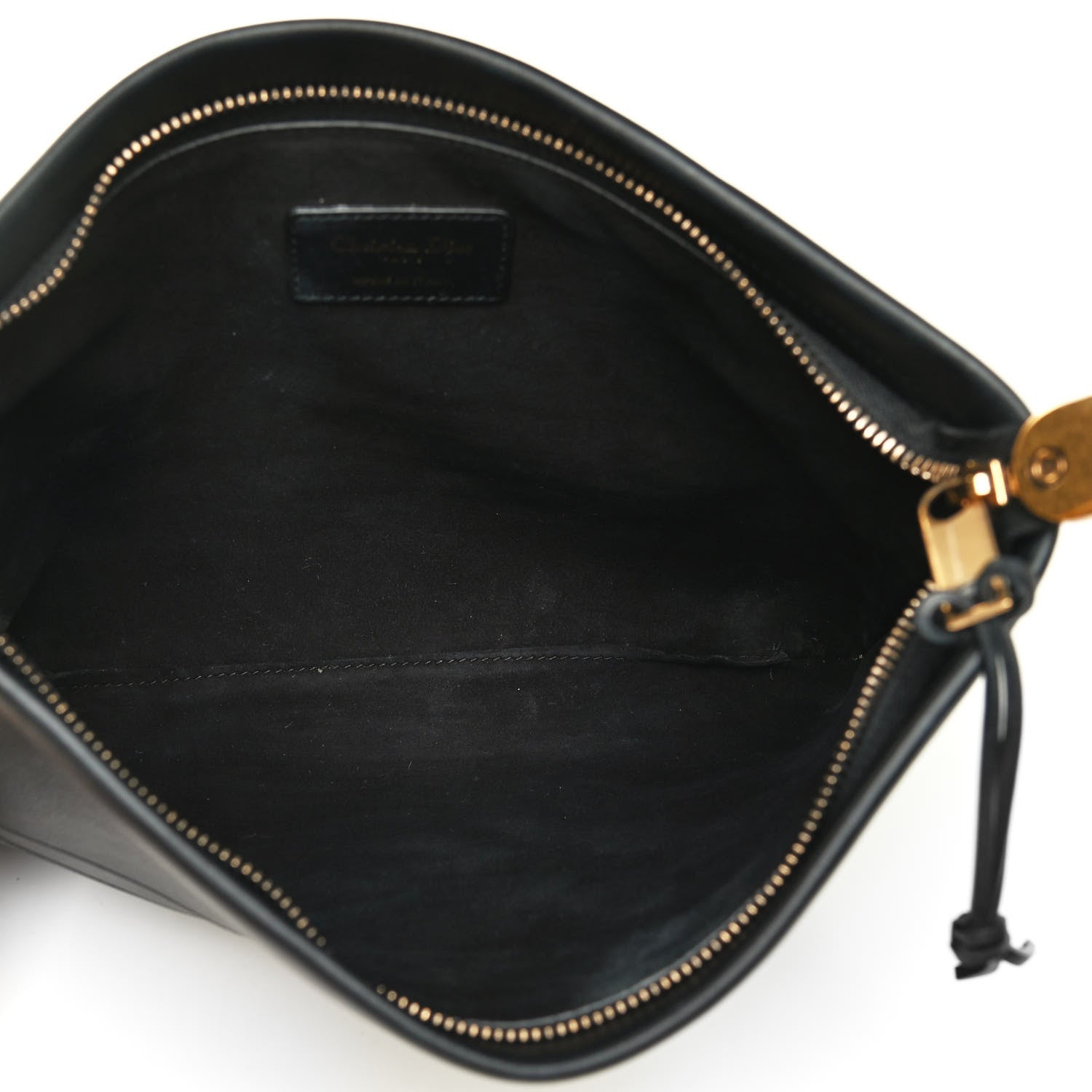 Christian Dior Calfskin Embossed Logo Zip Clutch Black 4 of 4