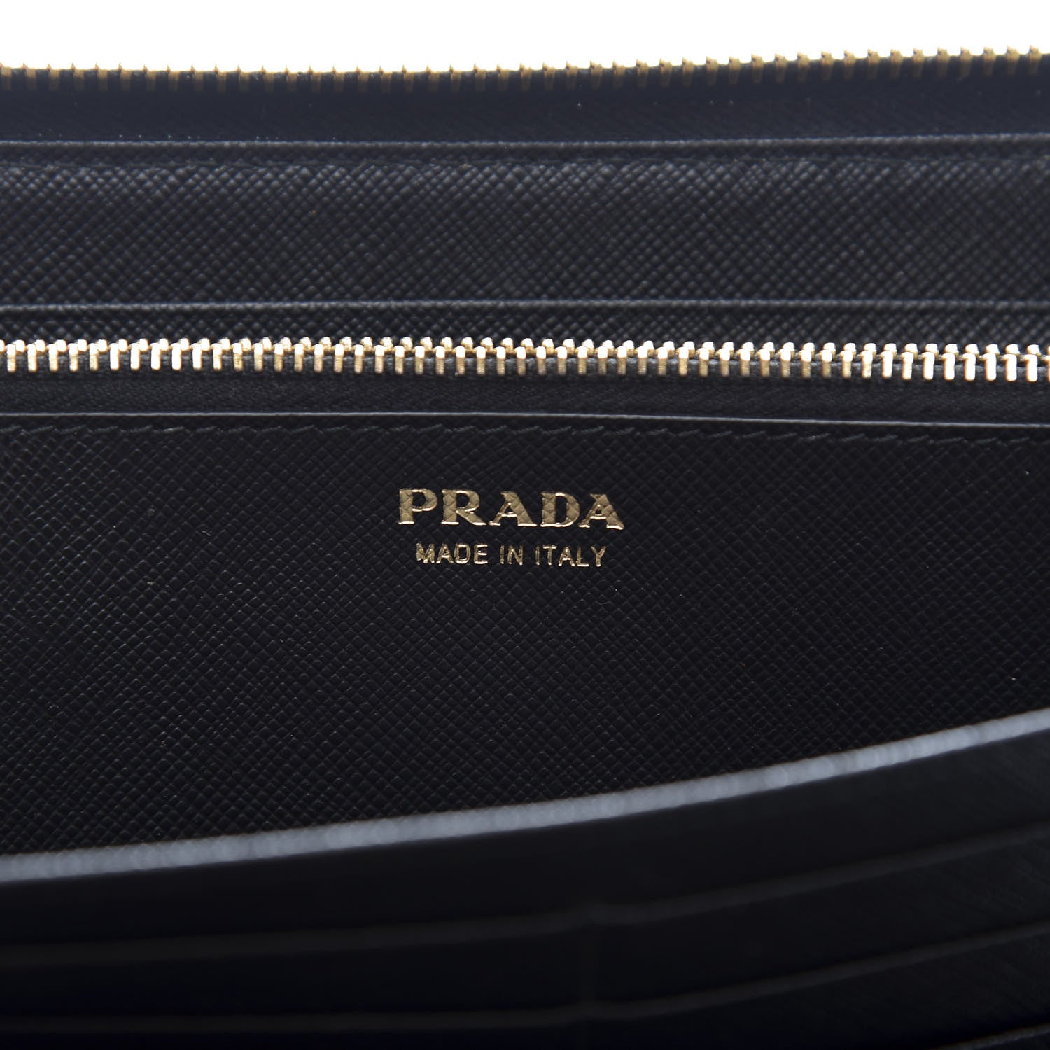 Prada Saffiano Metal Large Zip Around Travel Wallet Black 7 of 10