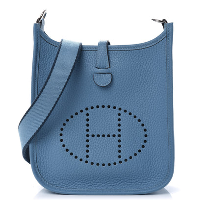 Hermes Taurillon Clemence Amazone Evelyne TPM Bleu Paradis Bleu Saphir 1 of 10