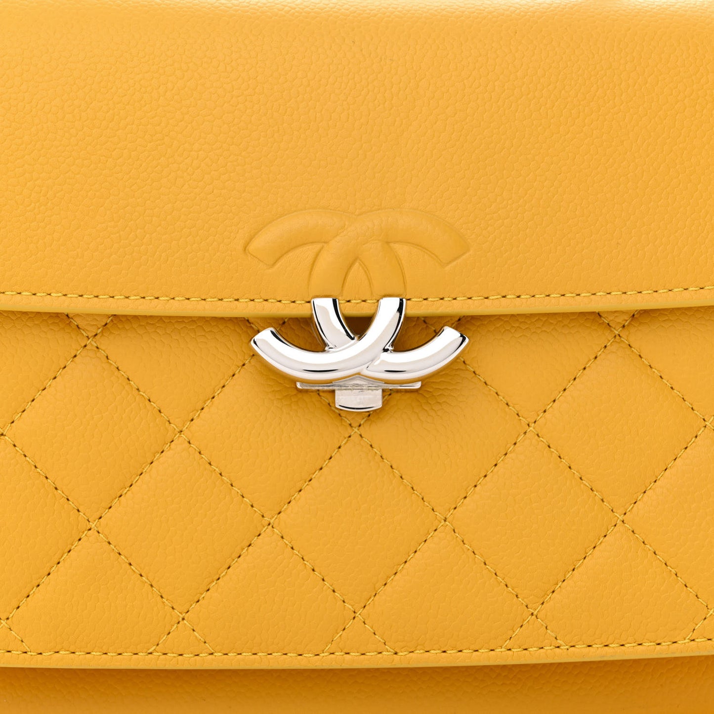 Caviar Quilted Small CC Box Top Flap Yellow