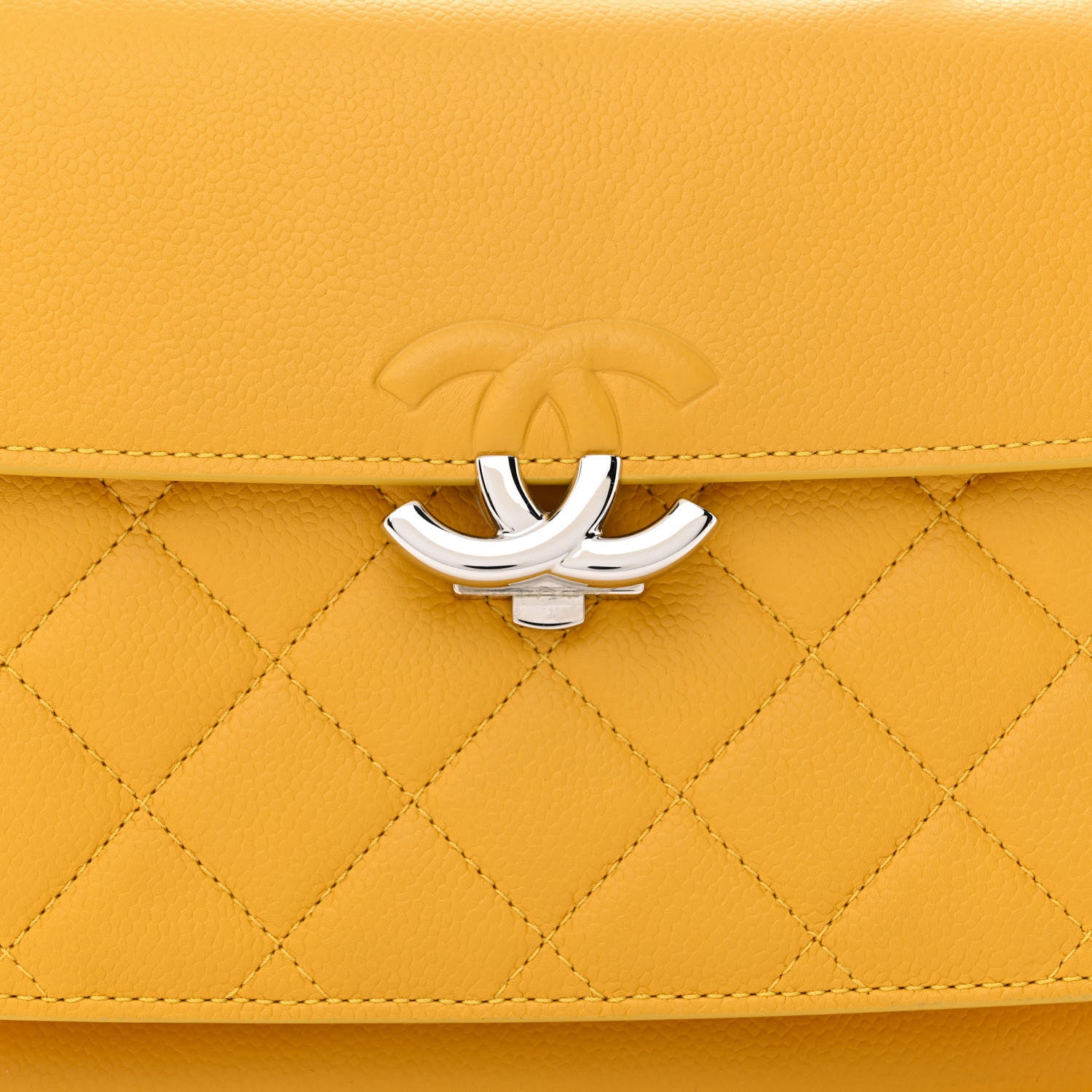 Chanel Caviar Quilted Small CC Box Top Flap Yellow 8 of 11