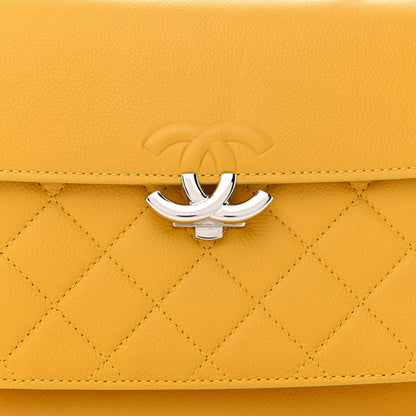 Chanel Caviar Quilted Small CC Box Top Flap Yellow 8 of 11