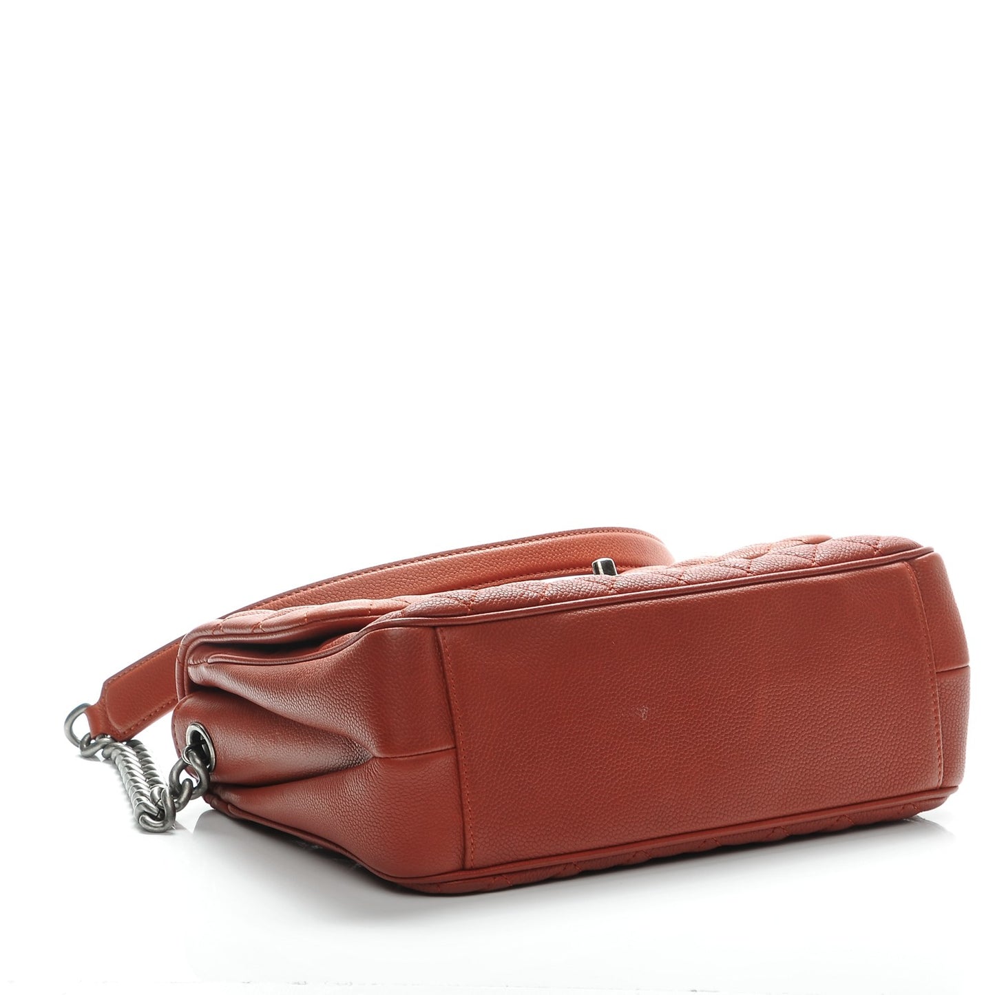 Caviar Quilted Medium Rock In Rome Single Flap Dark Orange