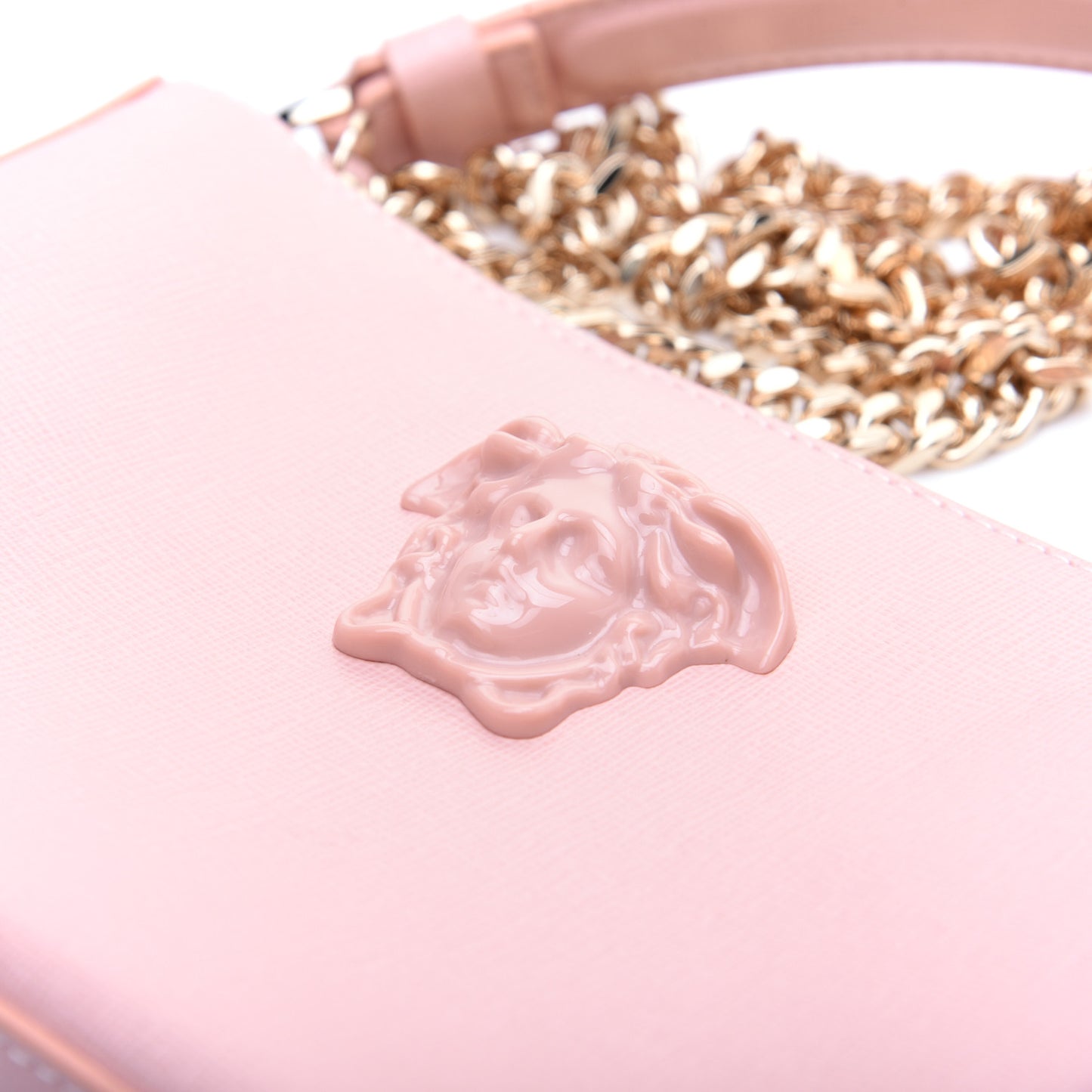 Saffiano Calfskin Palazzo Chain Crossbody Light Pink