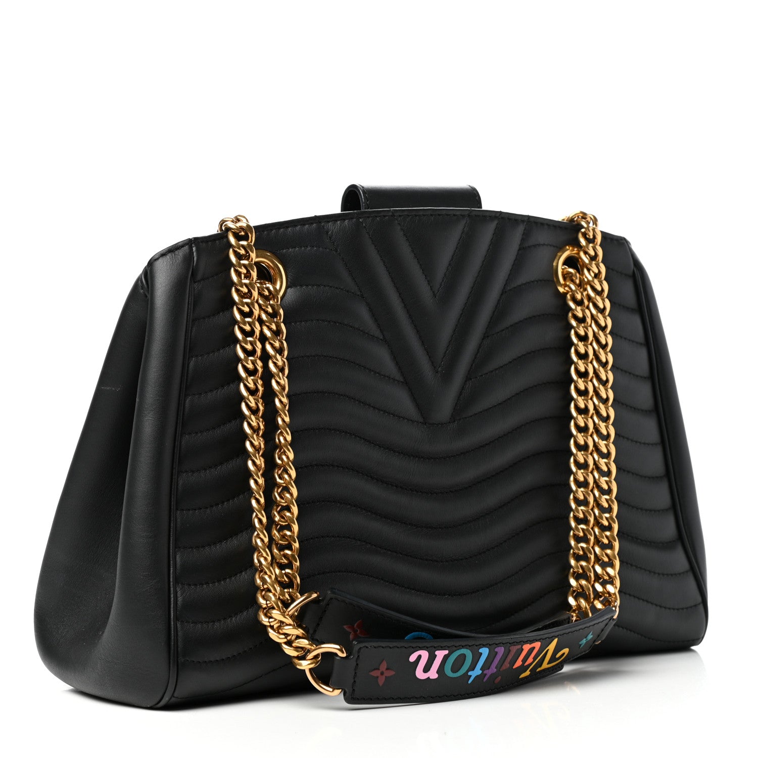 Louis Vuitton Calfskin New Wave Chain Tote Black 3 of 8