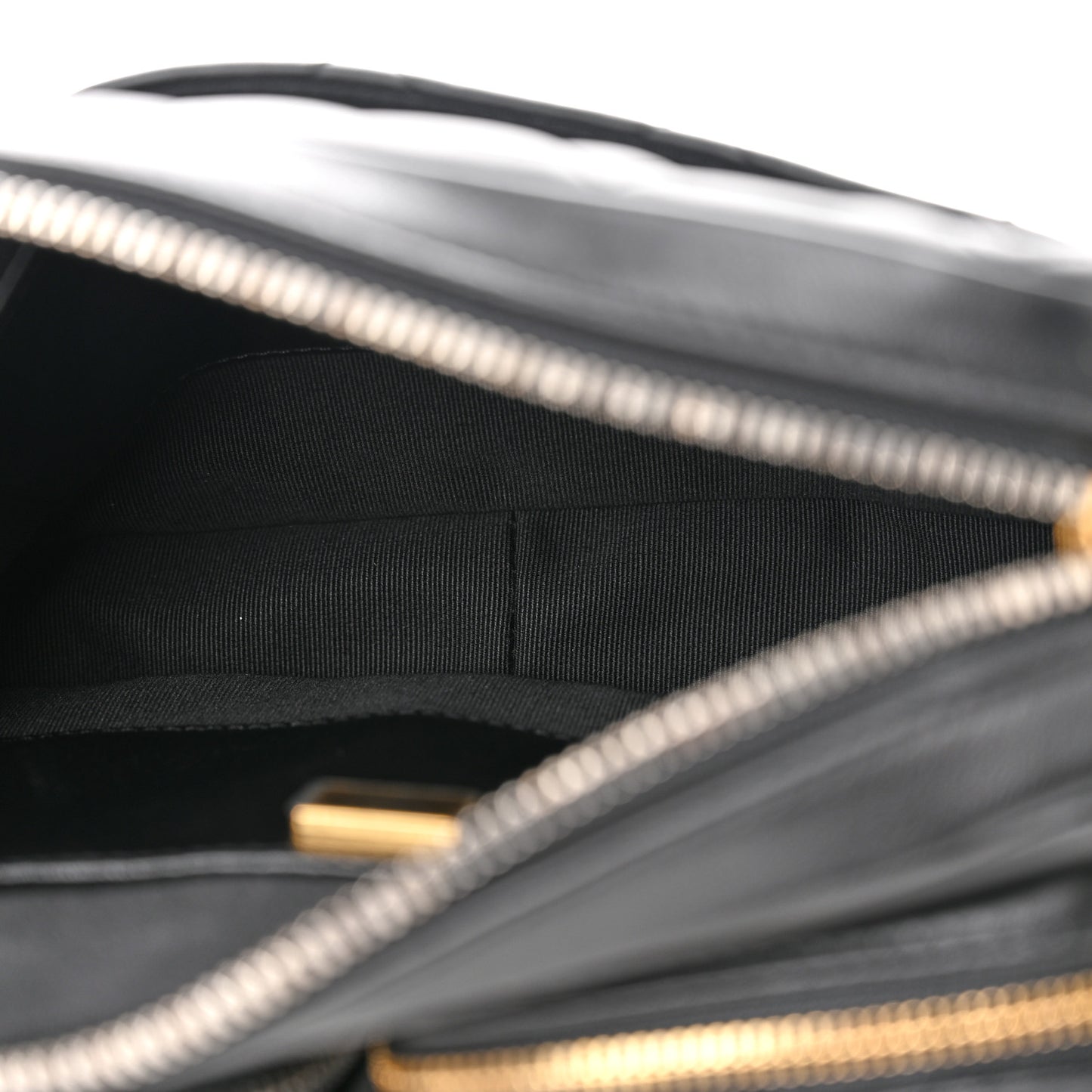Calfskin Quilted Small Camera Case Black