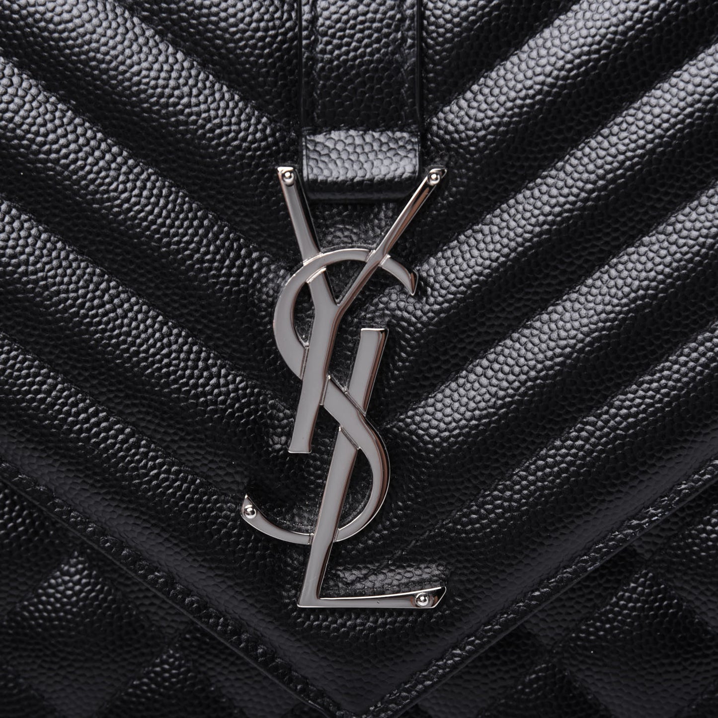 Grain De Poudre Textured Mixed Matelasse Triquilt Medium Monogram Satchel Black