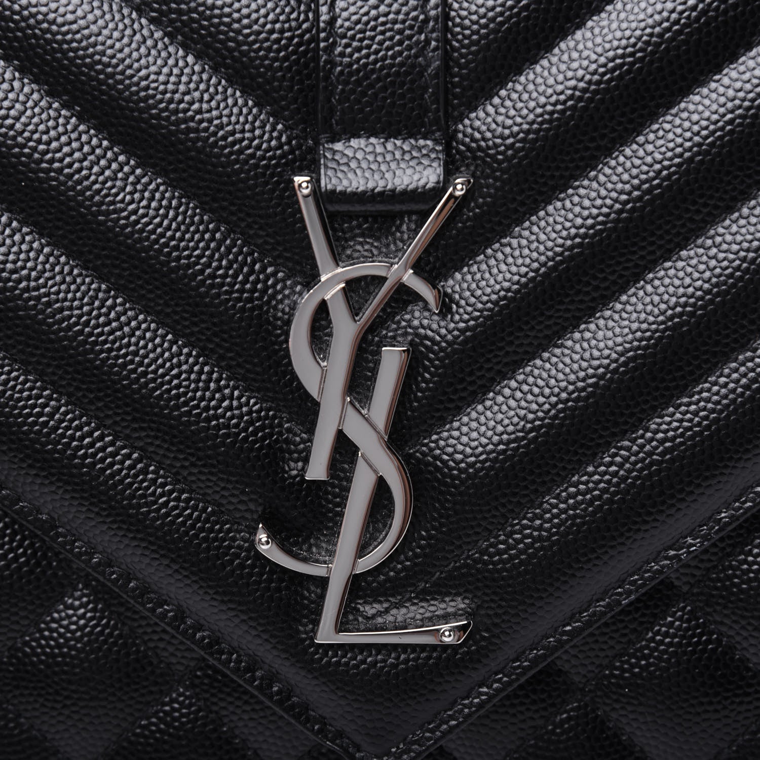 Saint Laurent Grain De Poudre Textured Mixed Matelasse Triquilt Medium Monogram Satchel Black 16 of 16