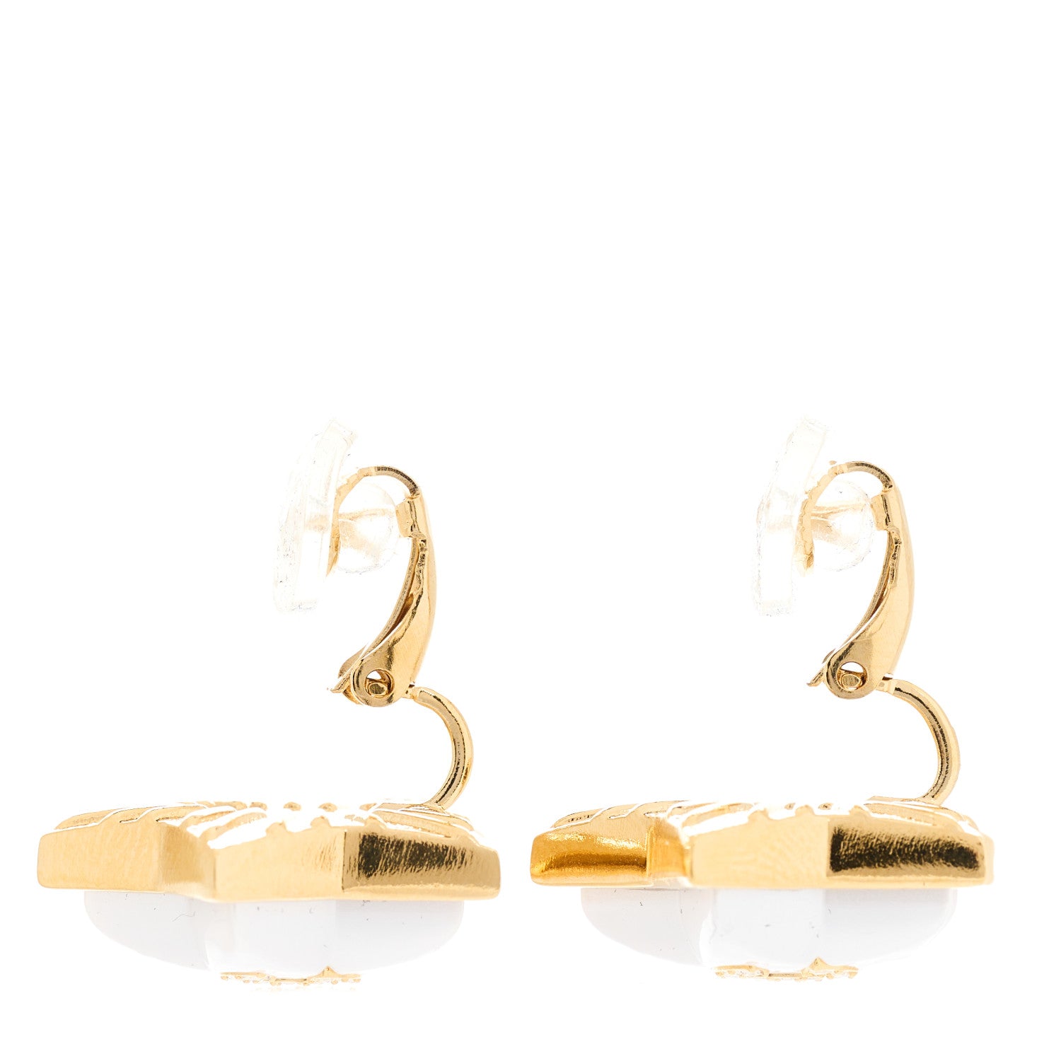 Chanel Pearl Crystal CC Star Clip On Earrings Gold 4 of 5
