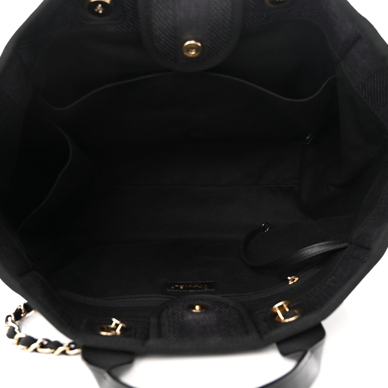 Chanel Mixed Fibers Calfskin Striped Medium Deauville Tote Black 5 of 10