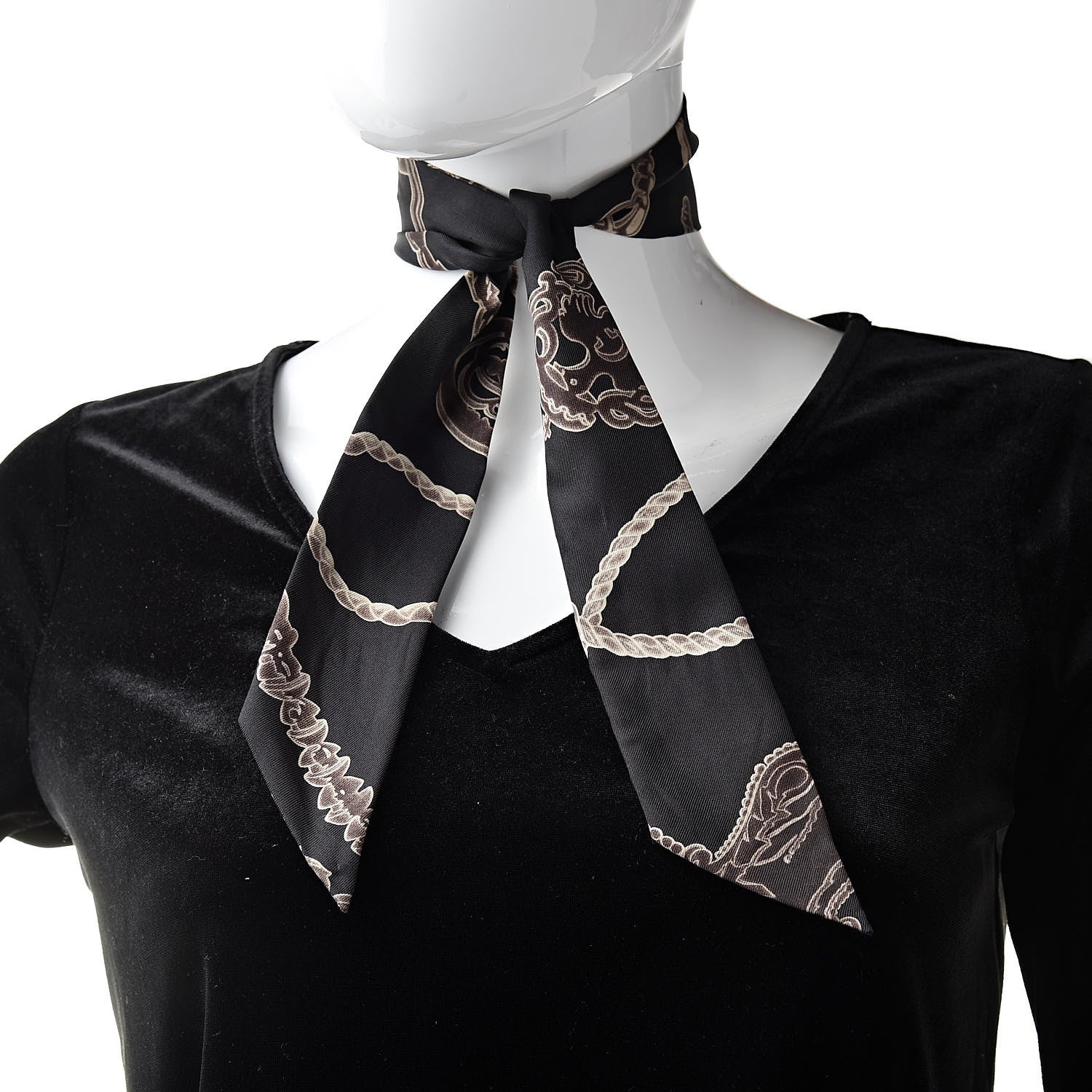 Hermes Silk Les Cles Twilly Black 2 of 4