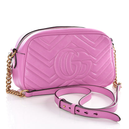 Gucci Calfskin Matelasse Small GG Marmont Chain Shoulder Bag Candy Mousse 2 of 9