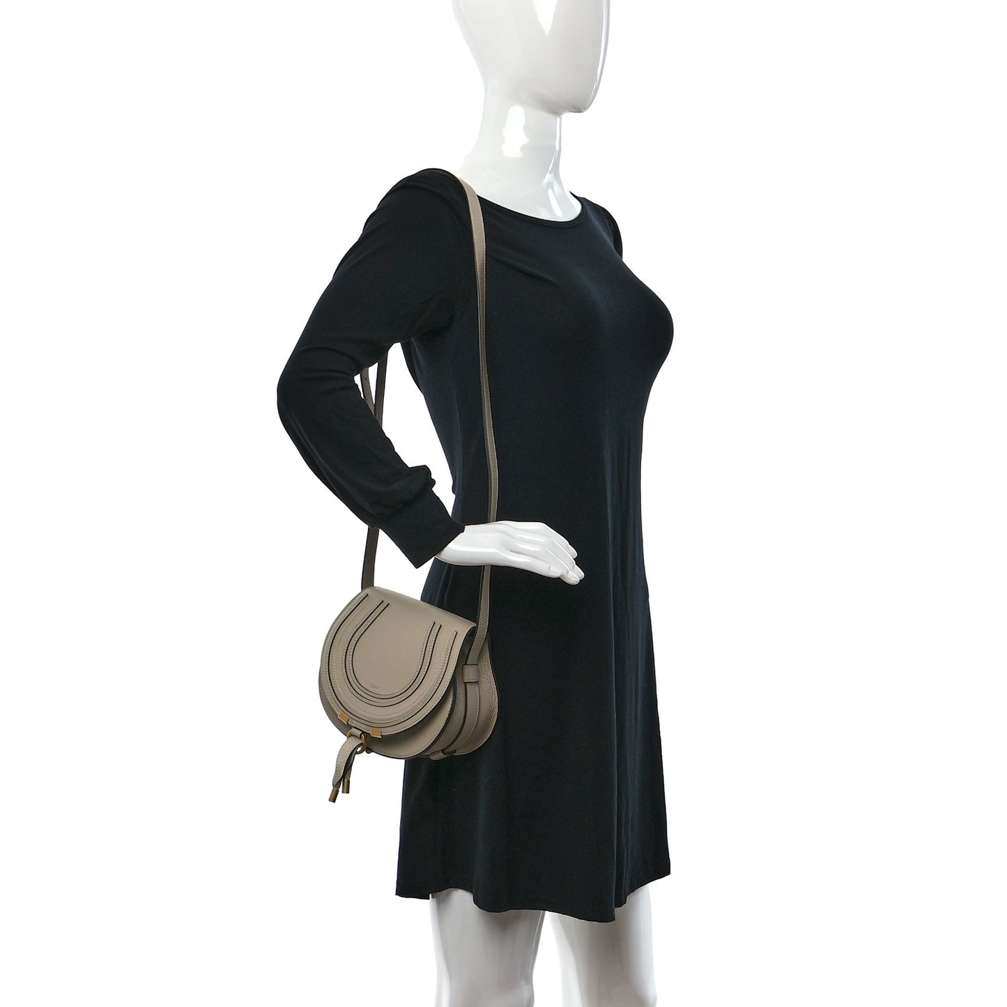 Grained Calfskin Small Marcie Saddle Bag Root Beige