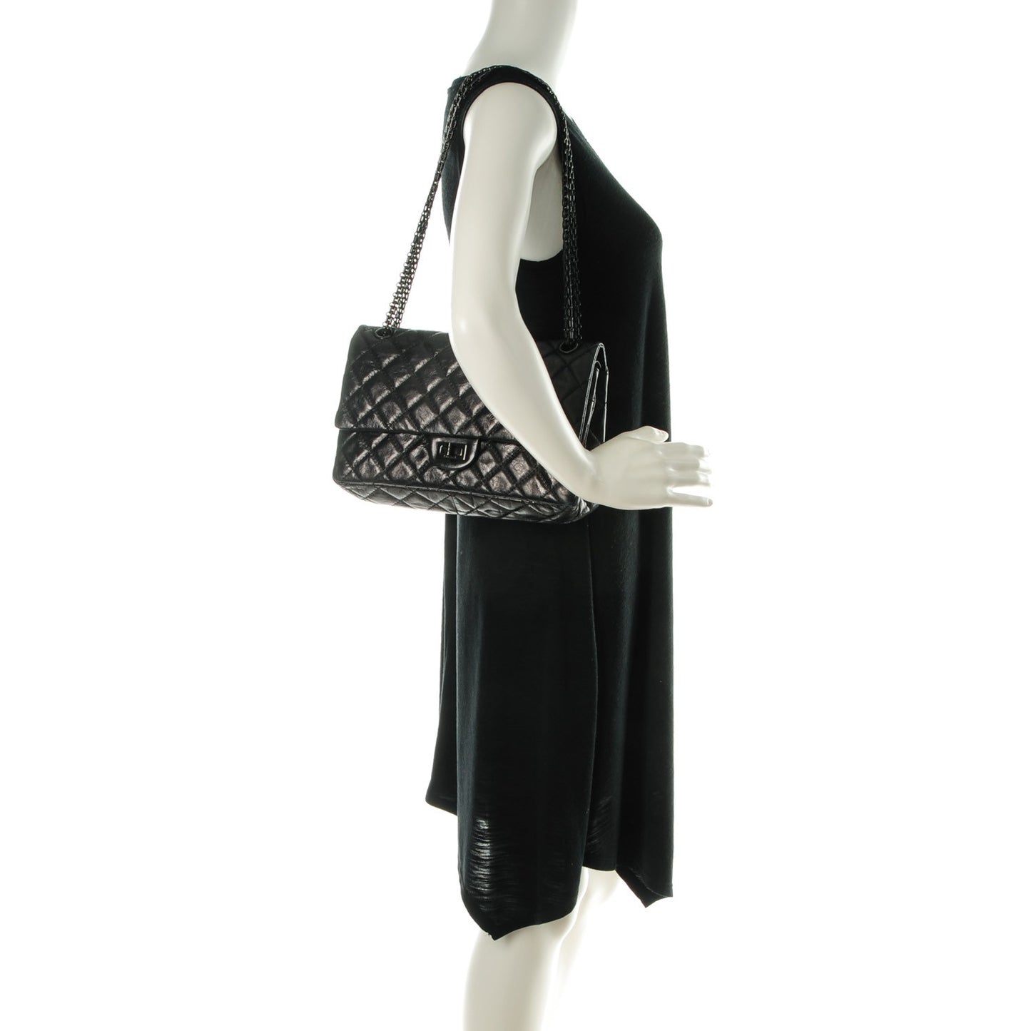 Glazed Calfskin Quilted 2.55 Reissue 226 Flap So Black