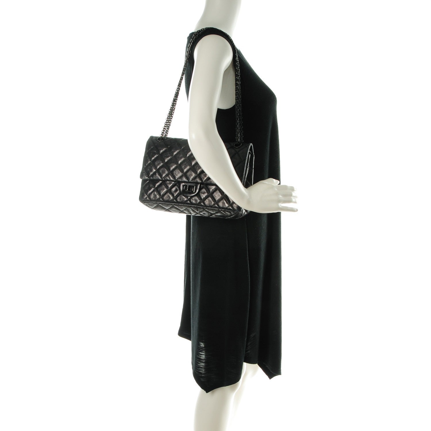 Chanel Glazed Calfskin Quilted 2.55 Reissue 226 Flap So Black 2 of 8