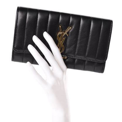 Saint Laurent Lambskin Matelasse Monogram Large Vicky Continental Wallet Black 2 of 11