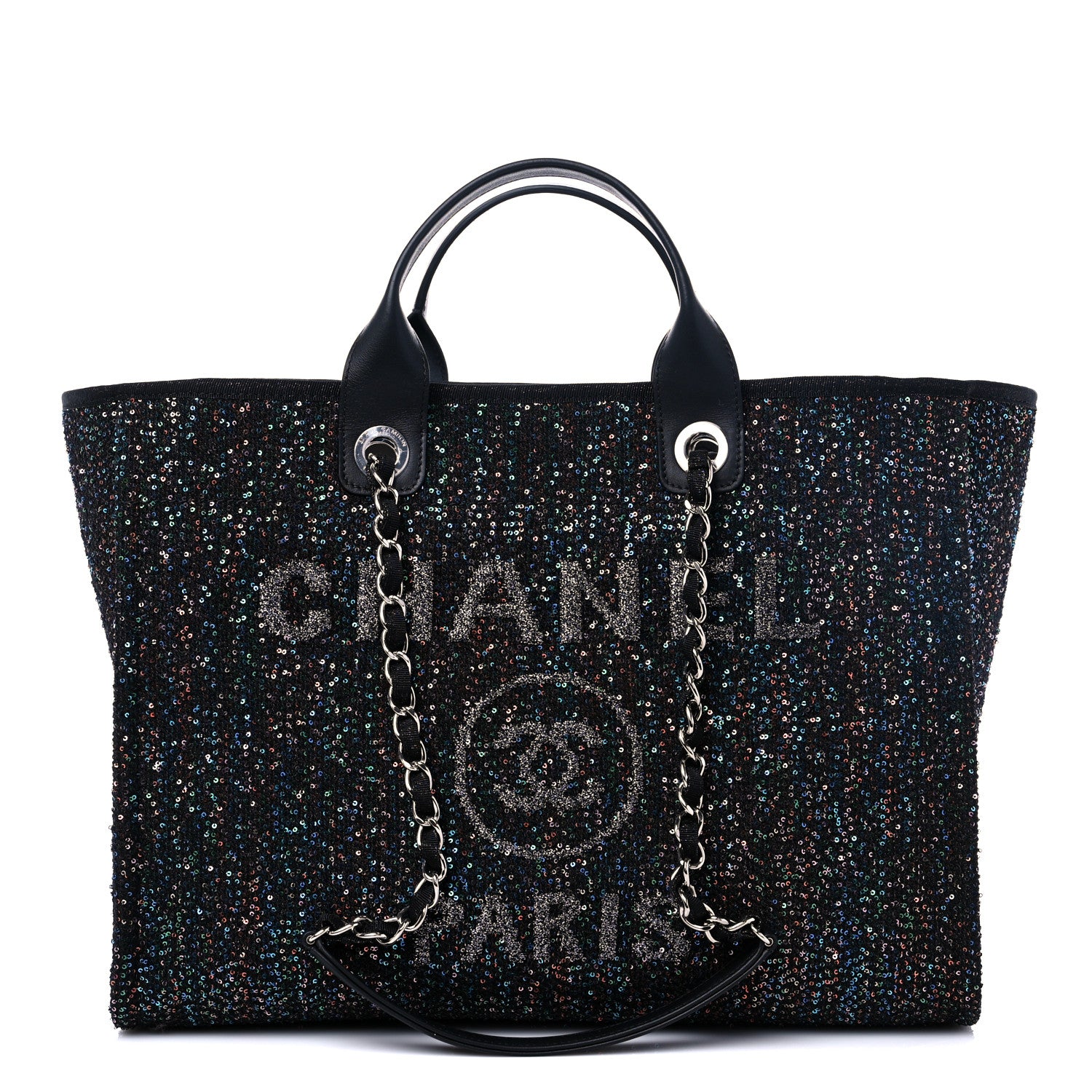 Chanel Viscose Sequins Medium Deauville Tote Black 1 of 9