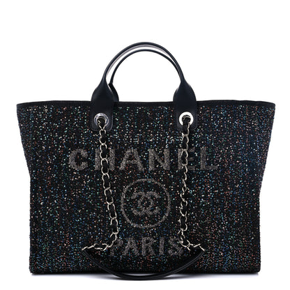 Chanel Viscose Sequins Medium Deauville Tote Black 1 of 9