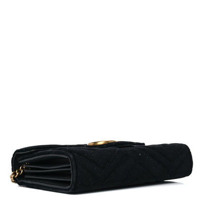 Gucci Velvet Matelasse GG Marmont Chain Wallet Black 4 of 24