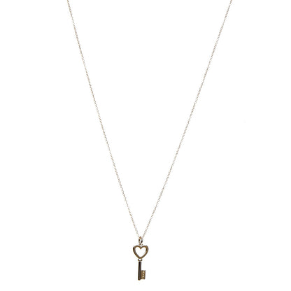 Tiffany 18K Rose Gold Mini Heart Key Pendant Necklace 1 of 14