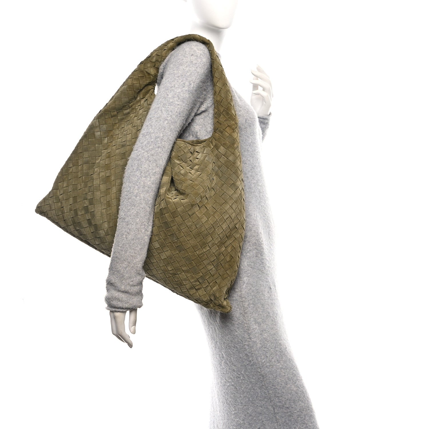 Bottega Veneta Suede Intrecciato Large Hop Mud 2 of 9