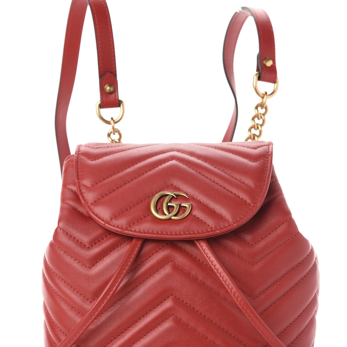 Calfskin Matelasse GG Marmont Flap Backpack Hibiscus Red