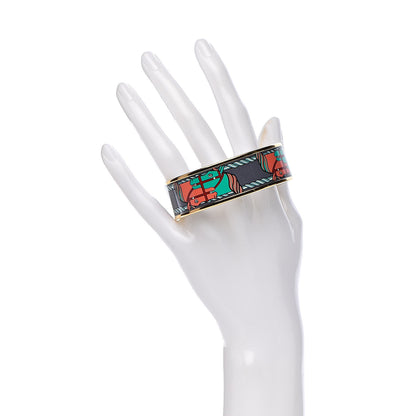 Hermes Enamel Printed Wide Quadrige Bracelet 62 2 of 6