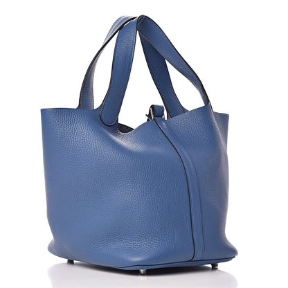 Hermes Taurillon Clemence Picotin Lock 22 MM Bleu Agate 3 of 9