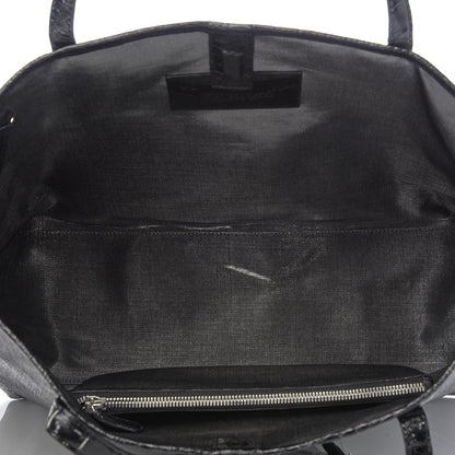 Nancy Gonzalez Coated Linen Crocodile Medium Erica Shopper Tote Black 5 of 12