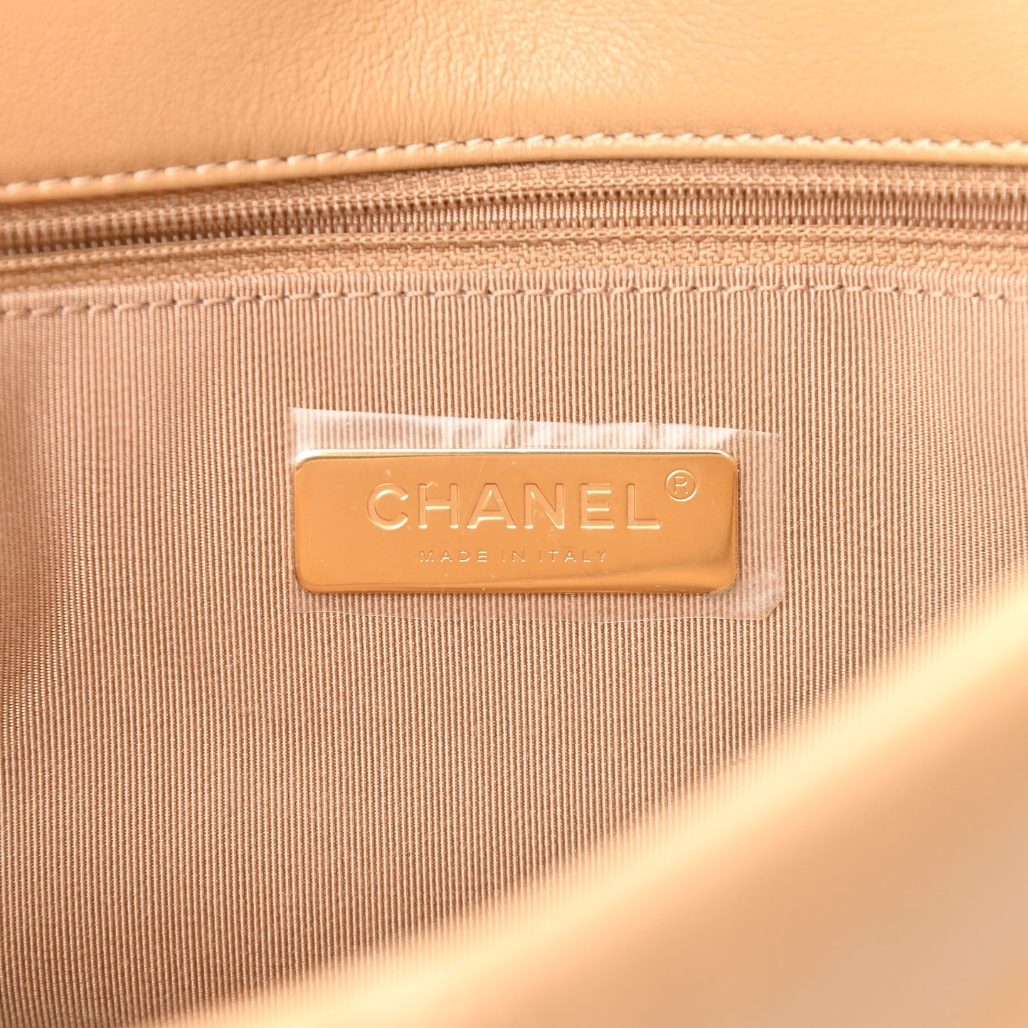 Goatskin Quilted Large Chanel 19 Flap Beige