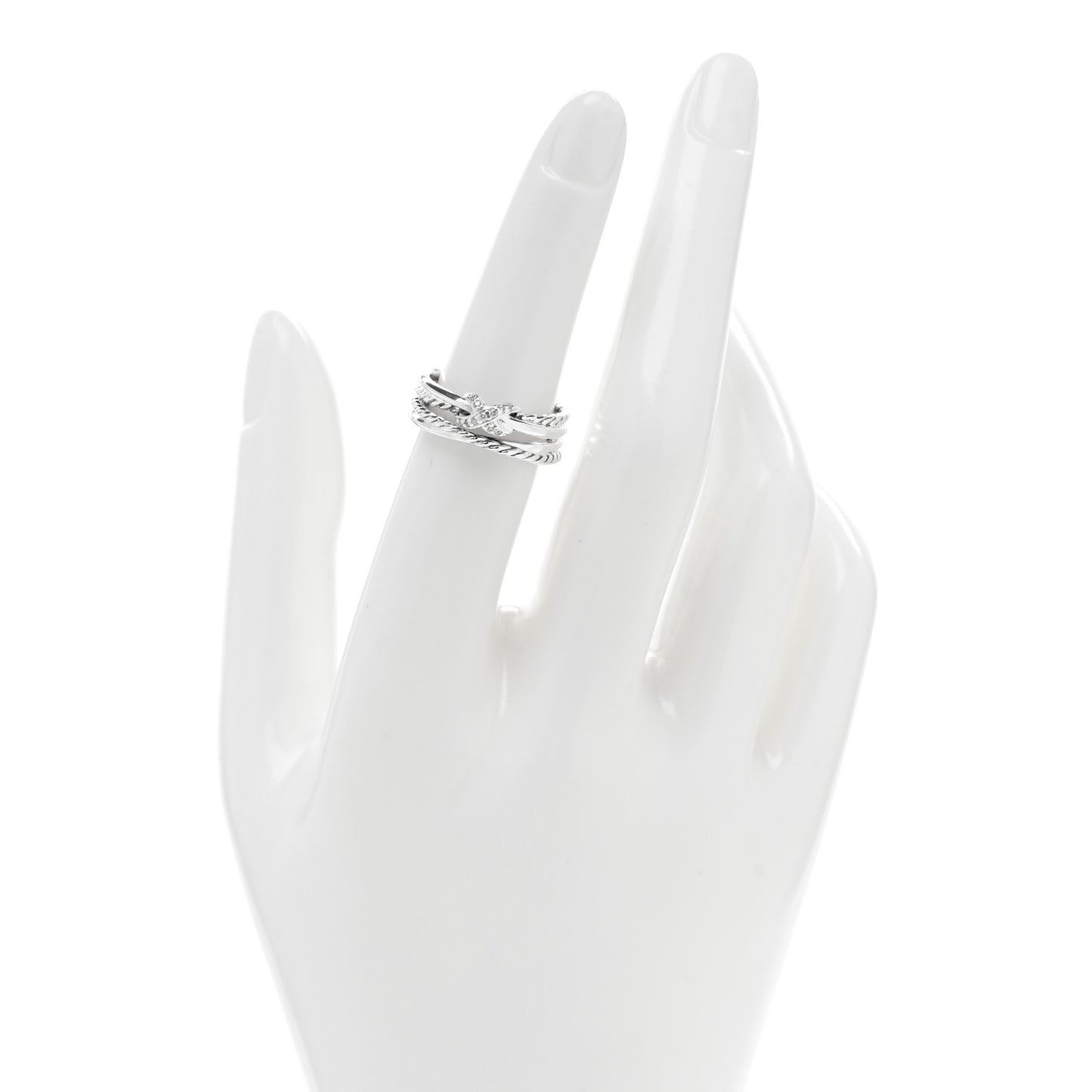 Sterling Silver Diamond X Crossover Ring 51 5.75