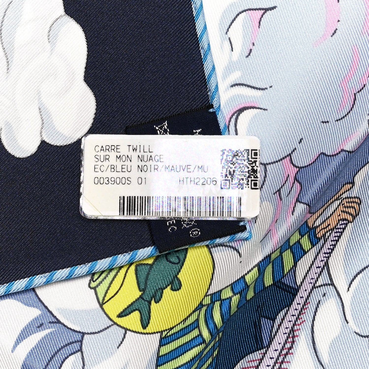 Hermes Silk Sur Mon Nuage Scarf 90 Bleu Black Mauve Multicolor 5 of 5