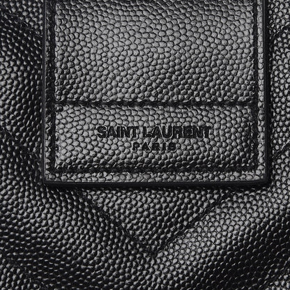 Saint Laurent Grain De Poudre Matelasse Chevron Monogram Shopping Bag Black 8 of 9
