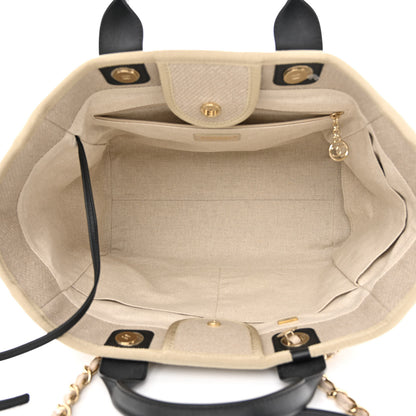 Chanel Mixed Fibers Medium Deauville Tote Beige Black 6 of 12