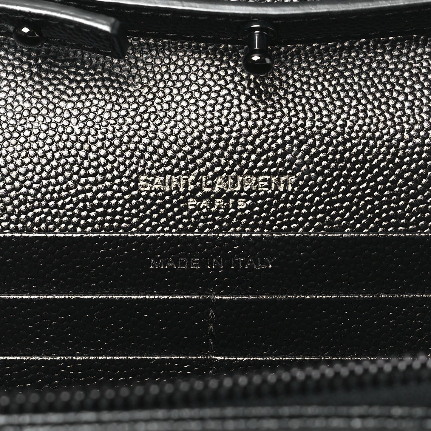 Grain De Poudre Matelasse Chevron Monogram Monochrome Chain Wallet Black