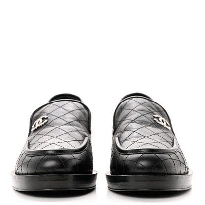 Chanel Calfskin Stitched CC Loafers 37 Black 2 of 9