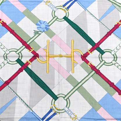 Hermes Cashmere Silk Parcours Sans Faute Shawl 140 Gris Chine Ciel 4 of 8