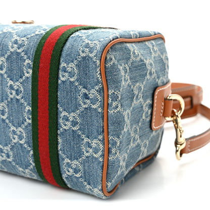 Gucci GG Denim Calfskin Web Mini GG Top Handle Bag Light Blue White 10 of 10